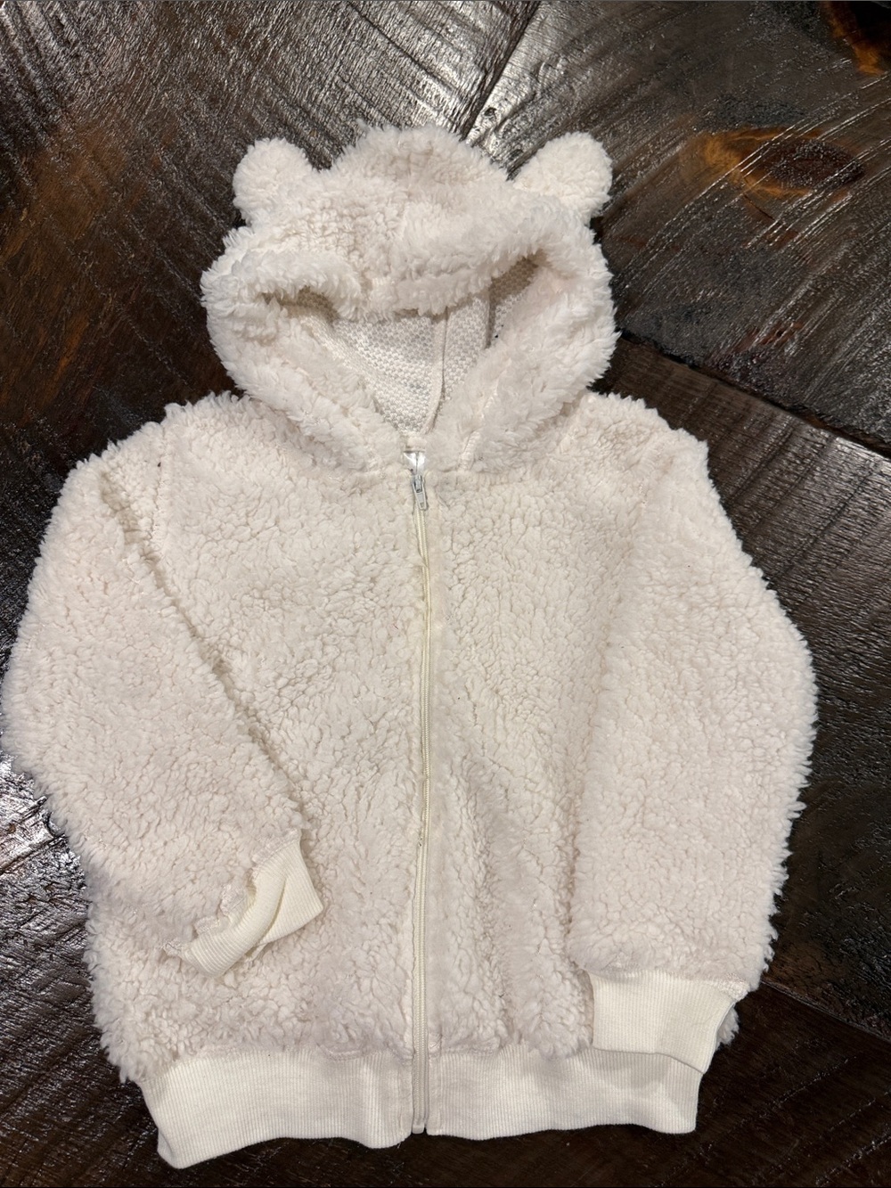 Kidgets Cream Sherpa Zip-Up Hoodie with Ear Hood